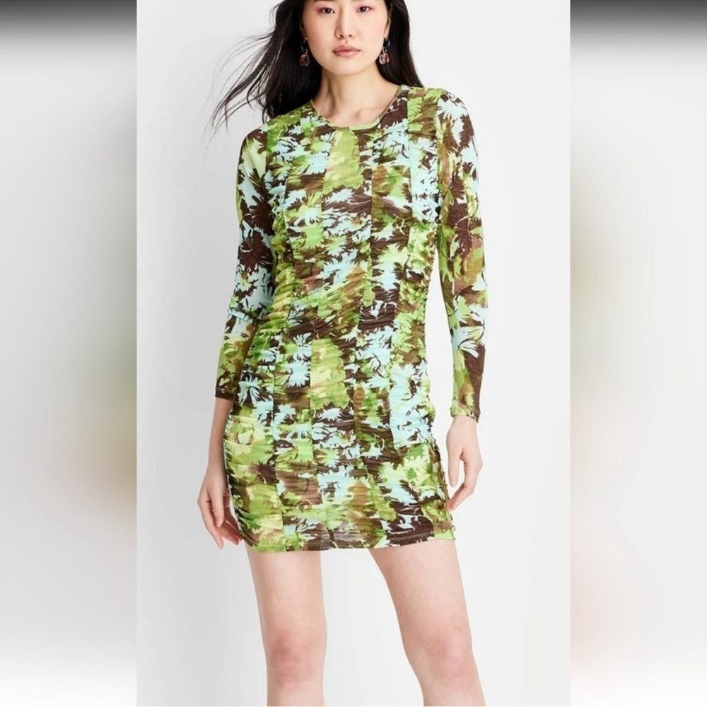 Future Collection Green Floral BodyCon Mini Dress